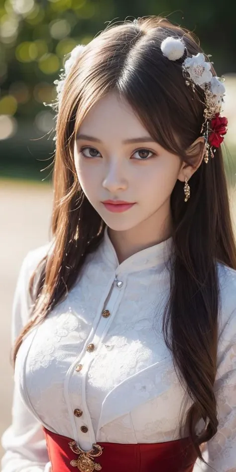 <lora:1782146062478684037:0.35> ,dressing indonesia fantasy attire style clothes,, (younger girl),18s,light smile, best quality,realistic photo,(beauty hair,ostentatious hair accessories,gorgeous hair accessories,light smile:1.15),(slim waist:1.1),,light smile,happy,((((upper body,real face photo,background blur)))),big eyes,analog style,physically-based rendering,ultra-detailed,professional lighting, photon mapping,(bokeh),(RAW photo, best quality, masterpiece:1.3), (realistic, photo-realistic:1.3),detailed facial features,slim girl,tassel, innocent, bangs,(pureerosface_v1:0.8) ,(ulzzang-6500-v1.1:0.9),(looking at viewer:1.2),