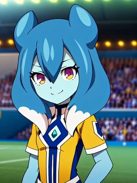 <lora:Plink_Powai(Inazuma_Eleven):0.8>,Plink_Powai(Inazuma_Eleven),(ultra-best quality,extremely beautiful CG,highres,exquisite,super fine illustration,),detailed eyes,highlight,detailed background,solo,looking at viewer,multicolored eyes,purple eye,multicolored hair,long hair,blue hair,small breasts,(small:1.1),blue skin,colored skin,
soccer court,smile,upper body,blue socks,<hypernet:vaeextremecolors_v10:1.0>