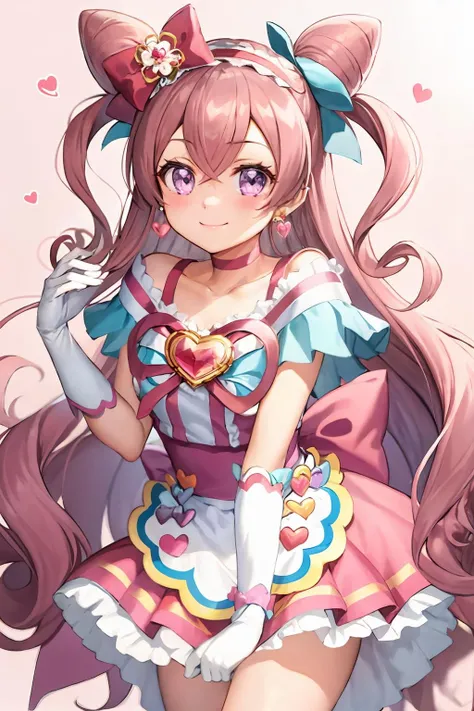 ((highest quality)), ((masterpiece)), (detailed), Perfect Face、5th grade elementary school、A gorgeous magical girl costume、Spread your legs、Smiling、Twin tails、Anus is visible、Making a heart with hands、Flat Chest