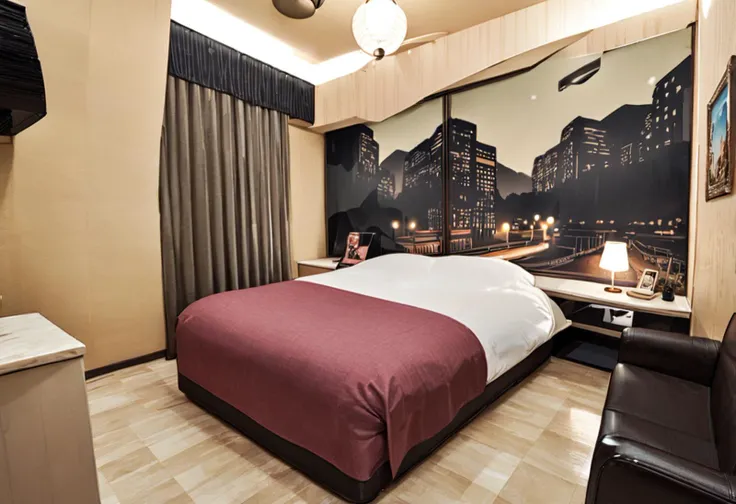 masterpiece, best quality, very aesthetic, absurdres,
lovehotel, scenery, bed, lamp, indoors, table, curtains, pillow, couch, realistic, photo (medium), photo background
<lora:LOVEHOTEL_SDXL_V4:1>