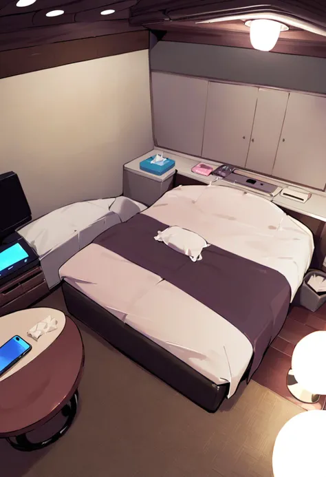 masterpiece, best quality, very aesthetic, absurdres,
lovehotel, LHbedpanel, scenery, indoors, bed, pillow, phone, tissue box, box, lamp, couch, table, rug, television, cushion, night, blanket, ceiling light,
<lora:LOVEHOTEL_SDXL_V4:1>