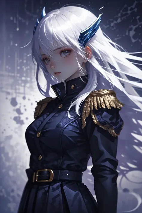 (Extreme Photo:1.3) of (Ultra detailed:1.3) a photo of a woman, <lora:CHAR-KyoukaUzenV2:0.8> KyoukaUzen, hair ornament, military uniform, white gloves, epaulettes, belt, pleated skirt, black skirt, thigh boots,Highly Detailed,(Grayscale:1.3),(close portrait:1.3),(Feminine:1.4),(beautiful:1.4),(attractive:1.3),handsome,calendar pose,perfectly detailed eyes,studio lighting,thematic background, <lora:LCM_LoRA_Weights_SD15:1>