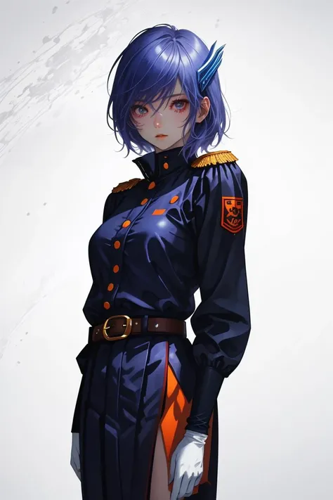 (Bipolar Vector image:1.3) of (Screen print:1.3) a photo of a woman, <lora:CHAR-KyoukaUzenV2:0.8> KyoukaUzen, hair ornament, military uniform, white gloves, epaulettes, belt, pleated skirt, black skirt, thigh boots,(Flat style:1.3),Illustration,Behance,(Agfacolor:1.3),(close portrait:1.3),(Feminine:1.4),(beautiful:1.4),(attractive:1.3),handsome,calendar pose,perfectly detailed eyes,studio lighting,thematic background, <lora:LCM_LoRA_Weights_SD15:1>