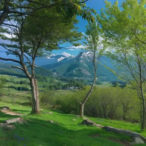 mountainsï¼green trees