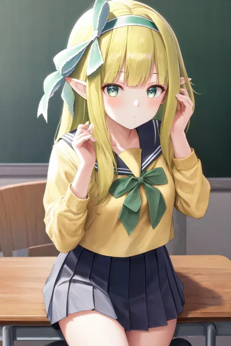B Cup masterpiece highest quality High resolution Blonde uniform student Skirt lifted Show your pants cute Midori Saiba Small Mouth Light in your eyes Eye highlights