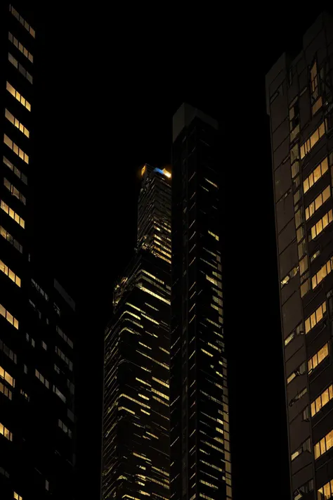 <lora:siluetas:1.5> siluetas skyscraper in a city at night, foreshortening