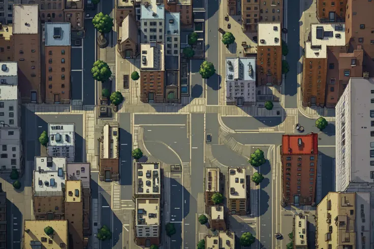<lora:2D游æåºæ¯_å¤å¶:1> urban streets, city buildings, apartments, flat roofs