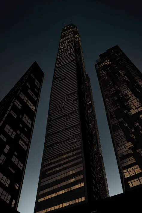 <lora:siluetas:1.5> siluetas skyscraper in a city at night, foreshortening