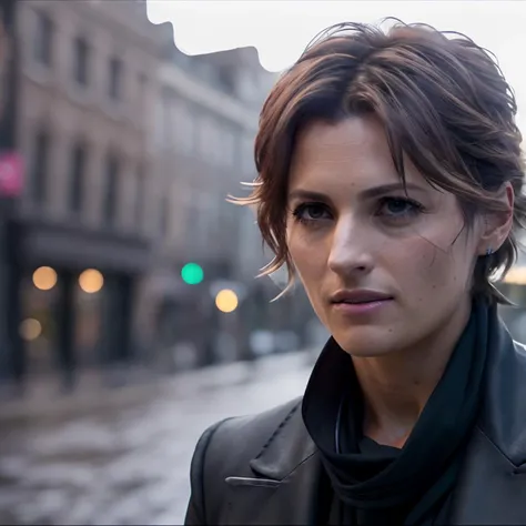 (extremely detailed CG unity 8k wallpaper), stana-t2, photorealistic photo, intrincate, dramatic, cleavage, half length shot,