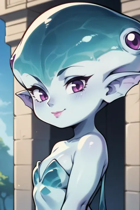 score_9, score_8_up, score_8, source_anime, 1girl, <lora:Ruto_Zelda_P1:0.9> , princess ruto, small breasts, long eyelashes, black eyeshadow, pink lipstick, blush, blue skin,  <lora:xl_anya's_heh_face(pony)3:0.8> Comical face, smile, black eyes, looking at viewer, upper body focus, front view, oily skin, shiny skin,  <lora:chikaretsu1.5:0.75> chikaretsu
,blurry background,