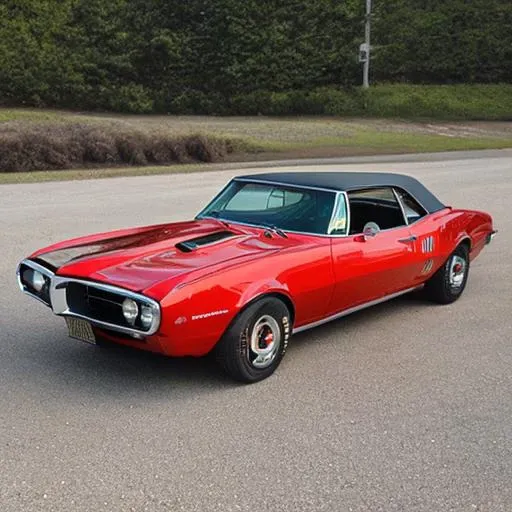 <lora:67_Pontiac_Firebird:1> red firebird
