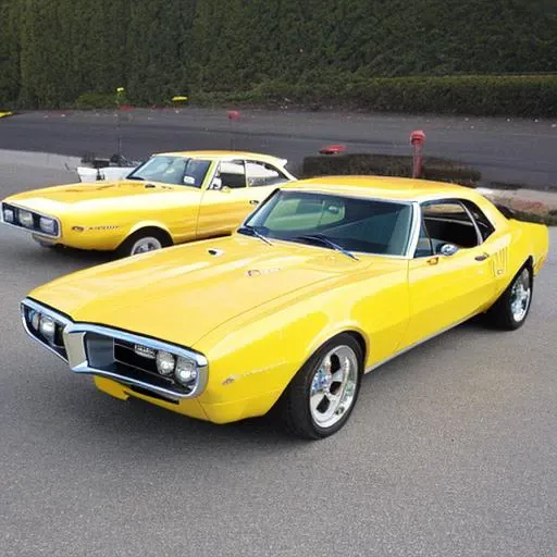 <lora:67_Pontiac_Firebird:1> yellow firebird