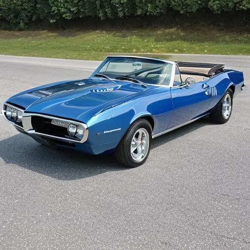 <lora:67_Pontiac_Firebird:1> blue firebird convertible