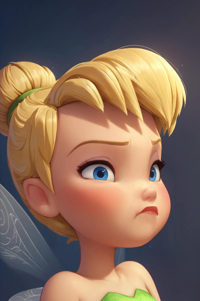 score_9,score_8_up,score_7_up,score_6_up,score_5_up,score_4_up,
1girl, tinkerbell, blue eyes, blonde hair, pouting face, looking at viewer, blushing, fairy wings, portrait,
<lora:Jabstyle_AMXLV1:1>
<lora:princess_xl_v2:1>
<lora:Tinkerbell_Modern_movies:1>