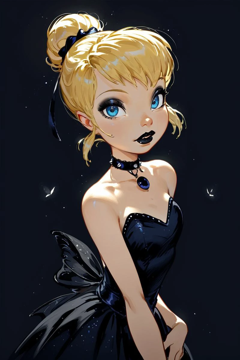 score_9, score_8_up, score_7_up,
1girl, solo, dark colors, dark theme, tinkerbell, blonde hair, blue eyes, goth girl, black lips, black dress, sexy, ballroom,
<lora:Chris_Sanders_style_PDXL:0.6>
<lora:Tinkerbell_Modern_movies:1>