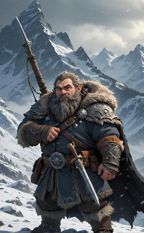 (A dwarf:1.5) wearing a warm fur hood and cloak, carrying a classic hunting Musket gun over his shoulder,
Break, and A tamed Large wolf is in the background,
Break, The background is the peak of a lush mountain range covered in snowstorm and a bitter wind blowing,
Break , full shot, cinematic lighting, dramtic Scene,High quality 3D rendering, fantasy, Pixar 3D character design style.
<lora:add-detail-xl:0.8>, <lora:xl_more_art-full_v1:0.5>, <lora:JuggerCineXL2:0.6> Movie Still, Cinematic Shot,