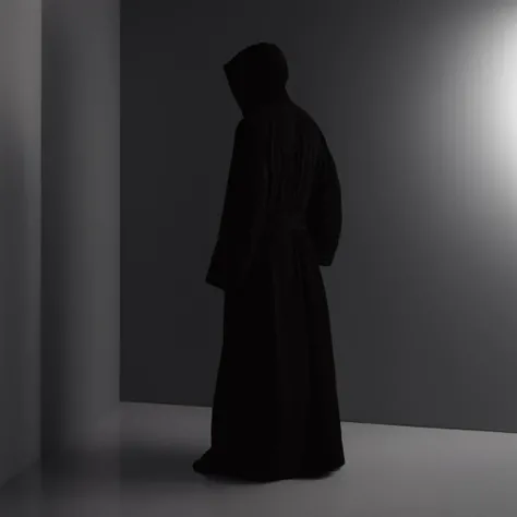 UHD, 4k, ultra detailed, cinematic, a photograph of <lora:vantablack style:1>
a person in a black robe standing in a room,solo,1boy,standing,monochrome,male focus,silhouette , vantablack style, super-black coating style, dark coating style
<lora:Low-key lighting Style:1>, epic, beautiful lighting, inpsiring