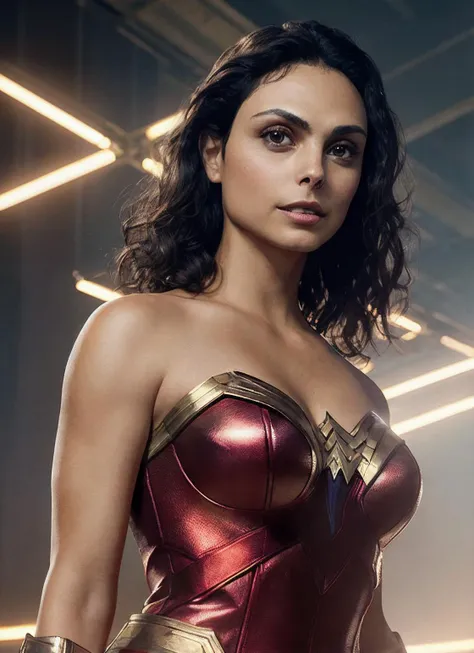 portrait of Morena Baccarin, wonder woman suits, golden ornaments, epic (photo, studio lighting, hard light, sony a7, 50 mm, matte skin, pores, colors, hyperdetailed, hyperrealistic), <lyco:Morena Baccarin:1.1>