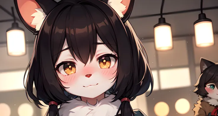 (furry:1.2), focus on face, blush, beautiful lights and shadows