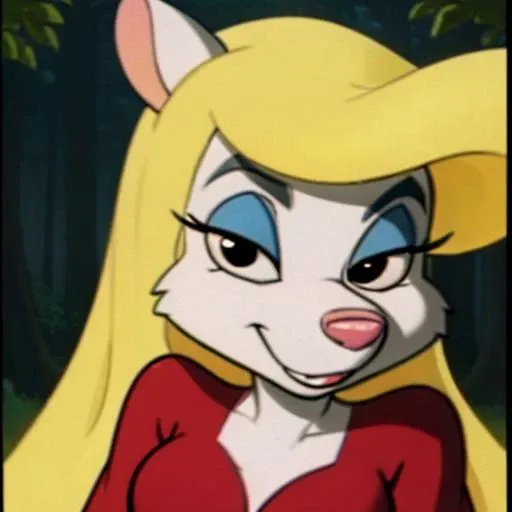 1girl, MinervaMinkCzar,(furry, furry female, full body), (animal ears, long tail, blonde tail, pink nose, snout, white fur, swept bangs, long hair, blonde hair, makeup, black eyes, black eyebrows, blue eyeshadow), (red dress), (outdoor, forest background), (masterpiece:1.2), hires, (detailed face:1.2), (detailed eyes:1.2), ultra-high resolution, 8K, high quality, (sharp focus:1.2), clean, crisp, cinematic, <lora:Minerva_Mink-v1:0.75>
