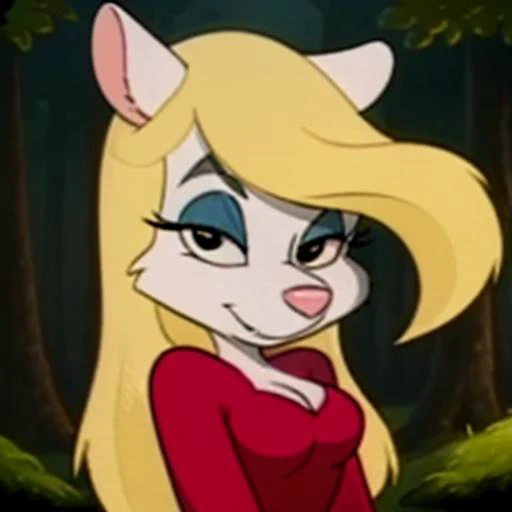 1girl, MinervaMinkCzar,(furry, furry female, full body), (animal ears, long tail, blonde tail, pink nose, snout, white fur, swept bangs, long hair, blonde hair, makeup, black eyes, black eyebrows, blue eyeshadow), (red dress), (outdoor, forest background), (masterpiece:1.2), hires, (detailed face:1.2), (detailed eyes:1.2), ultra-high resolution, 8K, high quality, (sharp focus:1.2), clean, crisp, cinematic, <lora:Minerva_Mink-v1:0.75>