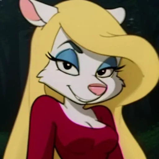 1girl, MinervaMinkCzar,(furry, furry female, full body), (animal ears, long tail, blonde tail, pink nose, snout, white fur, swept bangs, long hair, blonde hair, makeup, black eyes, black eyebrows, blue eyeshadow), (red dress), (outdoor, forest background), (masterpiece:1.2), hires, (detailed face:1.2), (detailed eyes:1.2), ultra-high resolution, 8K, high quality, (sharp focus:1.2), clean, crisp, cinematic, <lora:Minerva_Mink-v1:0.75>