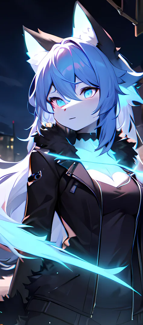 furry, black fur, night, glowing hairs