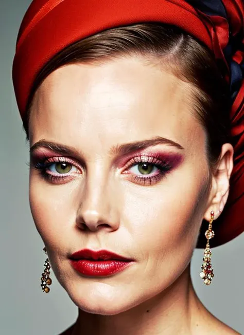 close up portrait of sks woman , by Flora Borsi, style by Flora Borsi, bold, bright colours, ((Flora Borsi)), by Tim Walker, <lora:locon_abbiecornish_v1_from_v1_64_32:1>