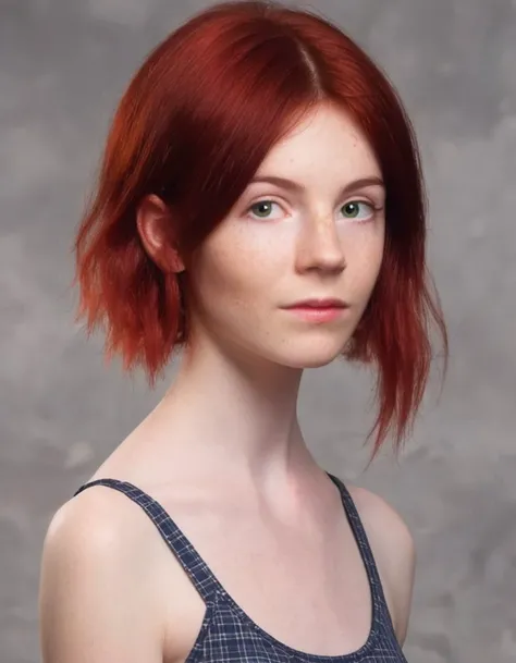 a wildlife drawning from the front with ambient lighting, captured by Warwick Saint; it is showcased an irish, adult, and fit woman, having a cherry-red-haired pixie haircut and a cute face; wearing a long private school uniform with detailed fabric; standing with a relaxed pose amidst a sauna. <lora:AnalukXL8:1>