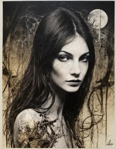 a black and white photo of a naked woman in a field, inspired by Brooke Shaden, Brooke Shaden detailed, by Brooke Shaden, tangled in vines, wrapped in vines, tangled in vines and nature, vine dresses, vines and thorns, Jan Saudék, Made of vines, inspired by Brad Kunkle, flora borsi