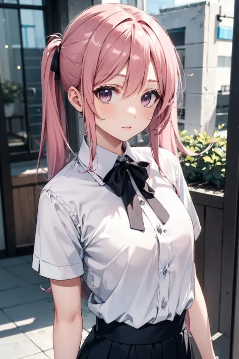 1girl, (upper body:1.3), cat girl, Cat ears, grey hair, streaked hair, pink hair, long hair, hair between eyes, twintails, sailor collar,
highly_detailed, extremely_detailed_CG_unity_8k_wallpaper, highres, absurdres, beautiful_detailed_eyes, finely_detailed_clothing, finely_detailed_light, highly_detail_hair_, Beautiful eyes,
colorful, light rays, caustics, aistics, lens flare, bokeh, nsfw, flat-chested, pink eyes, White silk stockings, JK Uniform Plaid Skirt, school uniform, Light pink mini skirt, blush,
score_anime, score_9, score_8_up, masterpiece, beautiful scenery, lovely, Unbuttoned shirt, charming, sexually suggestive, Pink lingerie, Lace lingerie