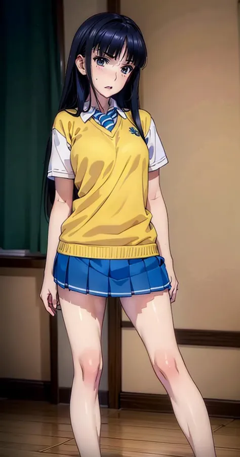 (8k, RAW photo, best quality, masterpiece:1.2), (realistic, photo-realistic:1.37), ultra-detailed,(detailed beautiful girl:1.4),1 girl, full body shot, standing pose,school uniform,micro mini skirt<lora:touma kazusa V1.1:0.9>touma kazusa,negative_hand-neg <lora:GoodHands-beta2:0.3> <lora:LookingDisgusted_V1:0.7>LookingDisgusted