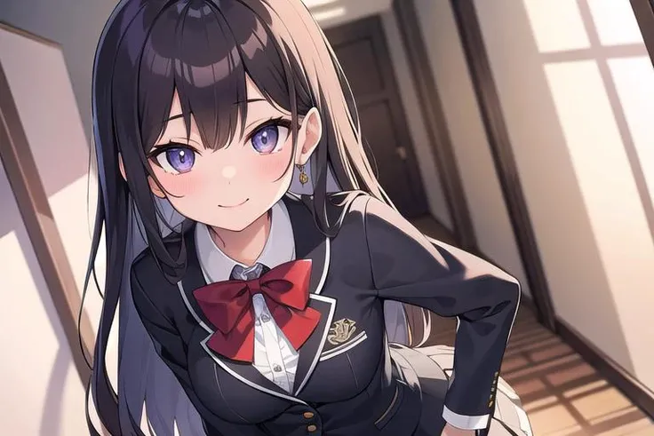 masterpiece, best quality, extremely detailed, detailed background, 1girl, cute, medium breasts, school uniform, school hallways, perfect eyes, seductive eyes, seductive smile, seductive pose, looking at viewer, wet, wet clothes,