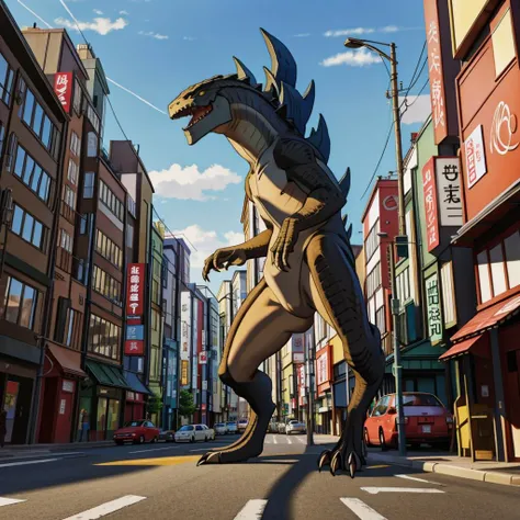 <lora:zilla:0.85> zilla, in the streets of Tokyo