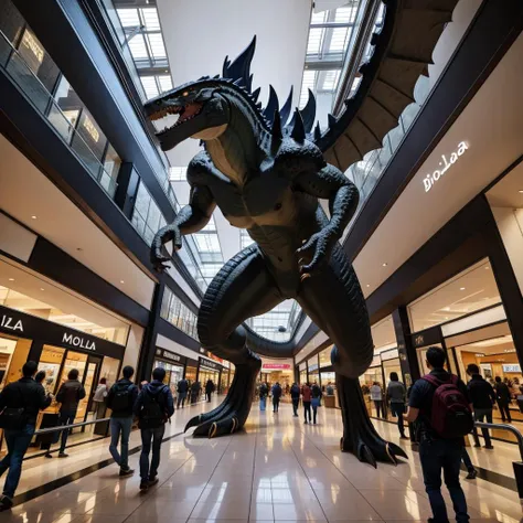 <lora:zilla:0.85> zilla, standing in a crowded shopping mall