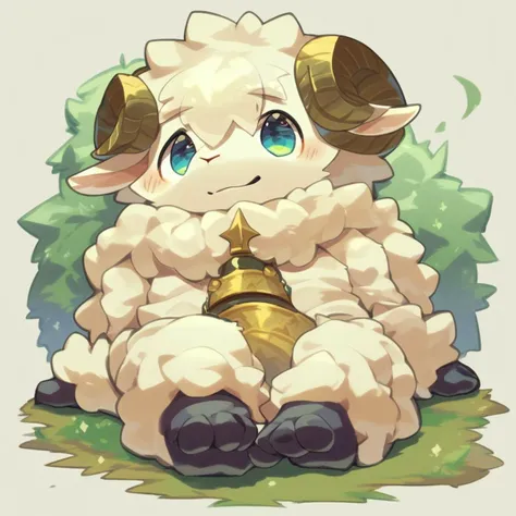 furry, anthro, cute, kemono, male focus, solo, sheep, score_9, score_8_up, male, full body, digital art, highly detailed,