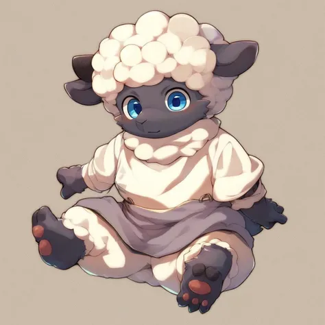 furry, anthro, cute, kemono, male focus, solo, sheep, score_9, score_8_up, male, full body, digital art, highly detailed,