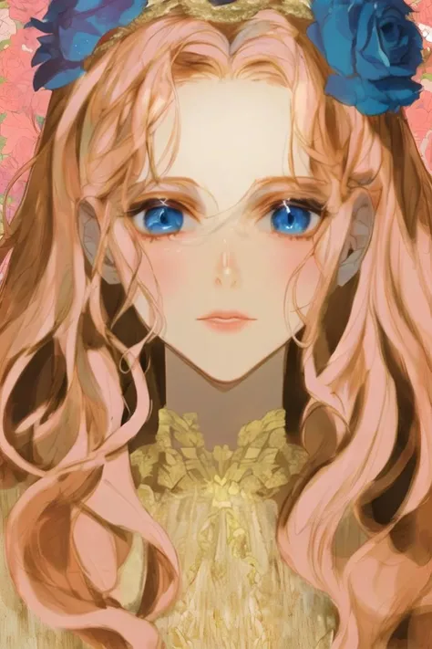 (looking at viewer:1.2),
a drawing of a beautiful woman with pink hair with a flower on her head, 1girl, solo, dress, blue eyes, long hair,
(intricate details:1.3), ultra-detailed, highres, full lips, ((perfect face, proportionate face, clear face, clear eyes)), hiresfix, detailed face, (lineart:1.2), outline, comic,