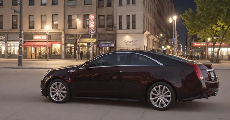 high-resolution 8k photograph of bright candy apple red metallic 2014cts in downtown New York City at night, (studio lighting), (motion blur:1) <lora:2014cts2-000016:0.4>