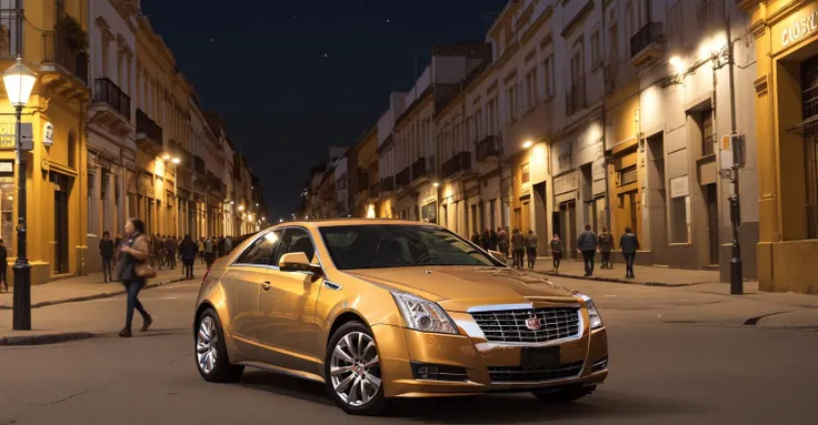high-resolution 8k photograph of bright yellow metallic 2014cts in downtown Bogota at night, (studio lighting), (motion blur:1) <lora:2014cts2-000016:0.33>