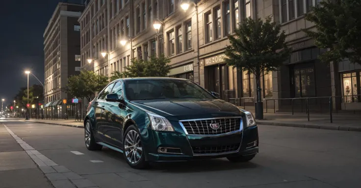 high-resolution 8k photograph of bright green metallic 2014cts in downtown Berlin at night, (studio lighting), (motion blur:1) <lora:2014cts2-000016:0.4>