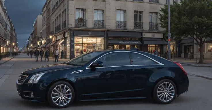 high-resolution 8k photograph of bright blue metallic 2014cts in downtown Paris at night, (studio lighting), (motion blur:1) <lora:2014cts2-000016:0.4>