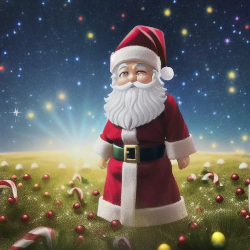 Perfectly-centered of (((orna santa))) wizard 1man standing in flower meadow, beautiful eyes, highly detailed beard, ((dark fantasy)), intricate, natural lighting, stars, high quality, 4k, cover photo, modern disney style