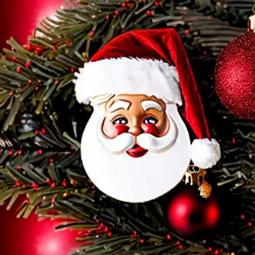 (((orna santa))) (joaquin phoenix) hanging on Christmas tree, modern disney style