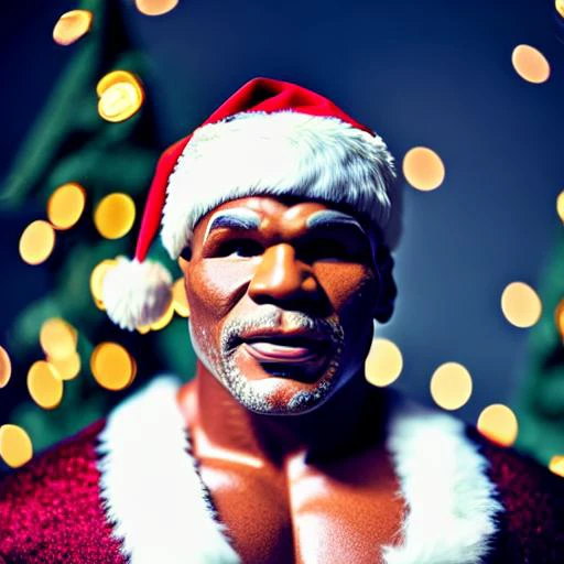 orna santa Mike Tyson standing in a park, ((sharp focus)), photo by Annie Leibovitz, intricate, natural lighting, stars, high quality, 4k, cover photo
