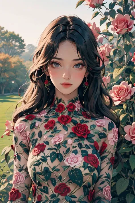 (ultra realistic,32k, masterpiece:1.2),(high detailed skin:1.1),( high quality:1.1),
1girl, blonde, ponytail hair,, (mascara, long lashes:1.1), <lora:0223 flower_v1:0.8>ruanyi0223,flower,fighting pose, huge breast,large breast,<lora:add_detail:0.92>,
(lighting:1.1), outside, sunshine, rose garden, blurry background,