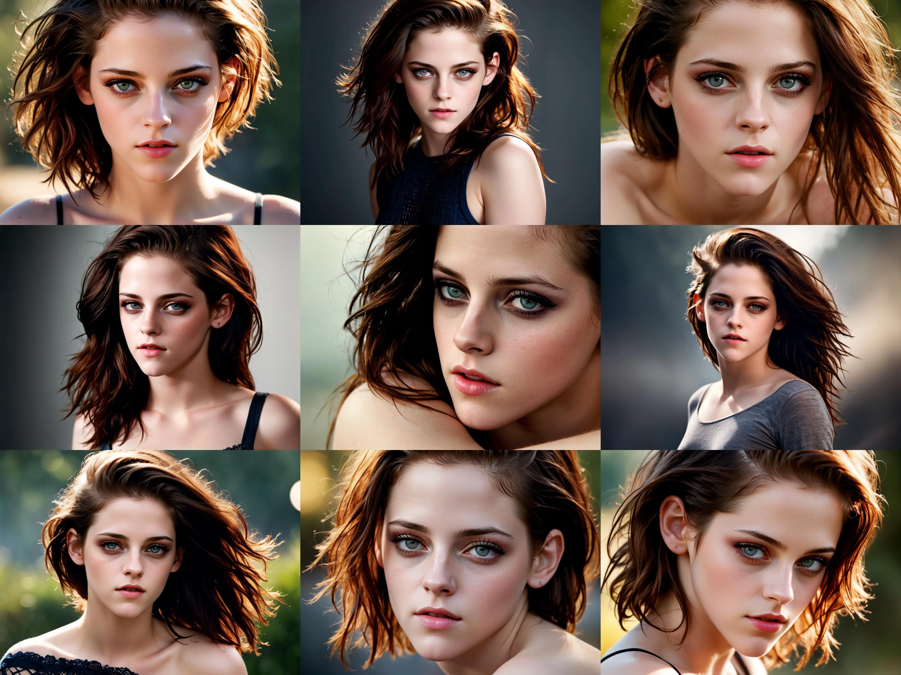 Kristen Stewart, (exotic, alluring, sexy), (beautiful gorgeous face, shaped face), (detailed pupils:1), (crystal clear eyes:1.2), (dark eyeshadows:2), (black eyeliners:1), (blush cheeks:0.8), (lipstick:0.8, lipgloss:0.8), (full lips:1.2), (pouty lips:1.2), (freckled skin:1), (oily tan skin:1), smirk, smile, ((masterpiece)), (high quality), (Ultra-HD), (high-resolution), (4k, 8k, 16k), (epic), (insanely detailed:1), (hyper-realistic:1), (HDR, vivid colors, colorful), (vfx, bokeh), (volumetric lighting, global illumination, ray tracing:1), absurdres, RAW, award winning photography, professional film photography, film photography:1.2, photorealistic, depth of field, shallow focus, shallow focus, (cinematic lighting:1), (cinematic film photography:1.2)