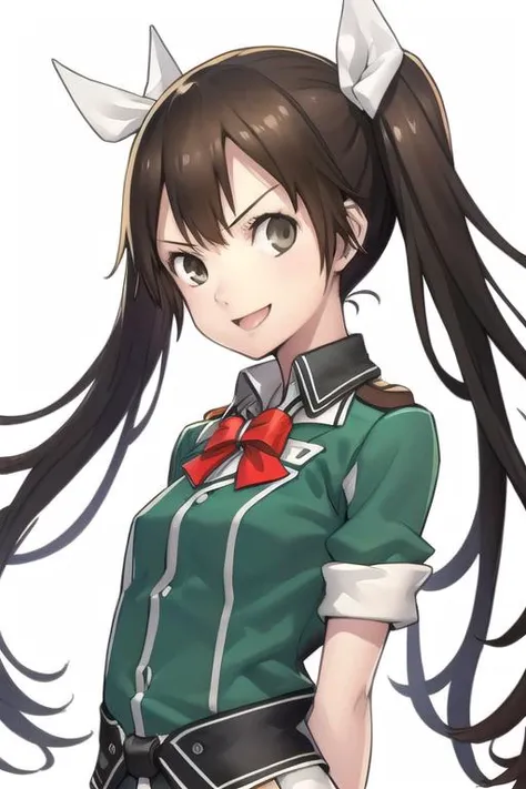 masterpiece, best quality,
1girl, solo,
(white background),
looking at viewer,
<lora:soejimav5-10:0.75>
upper_body,
<lora:toneKantaiCollection_v1:1>, tone \(kancolle\), v-shaped eyebrows, smile, doyagao, small breasts,