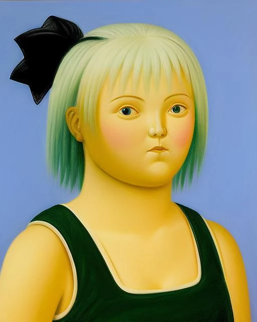 <lora:Botero_v1:0.7>, woman, botero, detailed eyes, konpaku youmu