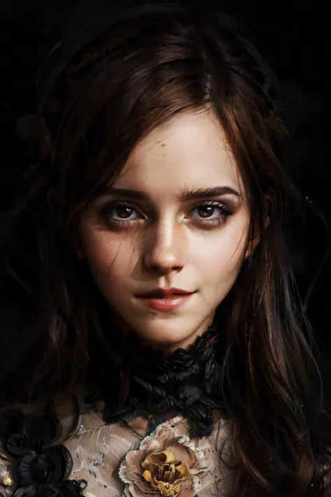 Create an Emma Watson portrait in a contemporary digital art style, utilizing bold strokes, digital effects, and a modern color palette to produce a visually striking and avant-garde composition, <lora:Emma Watson:1> <lora:more_details:0.8>